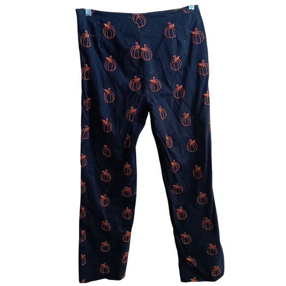 Vintage Donny Brook 8 28x29 Black Pants With Orange Halloween Pumpkin Embroidery - Picture 3 of 4